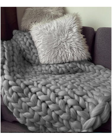Plaid Laine Grise 90x60